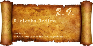 Ruzicska Indira névjegykártya